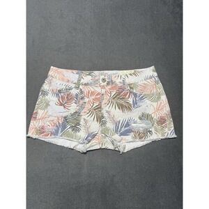Arizona Jean‎ Women's 9 Shortie Shorts Hawaiian Print Pink Denim Tropical Floral